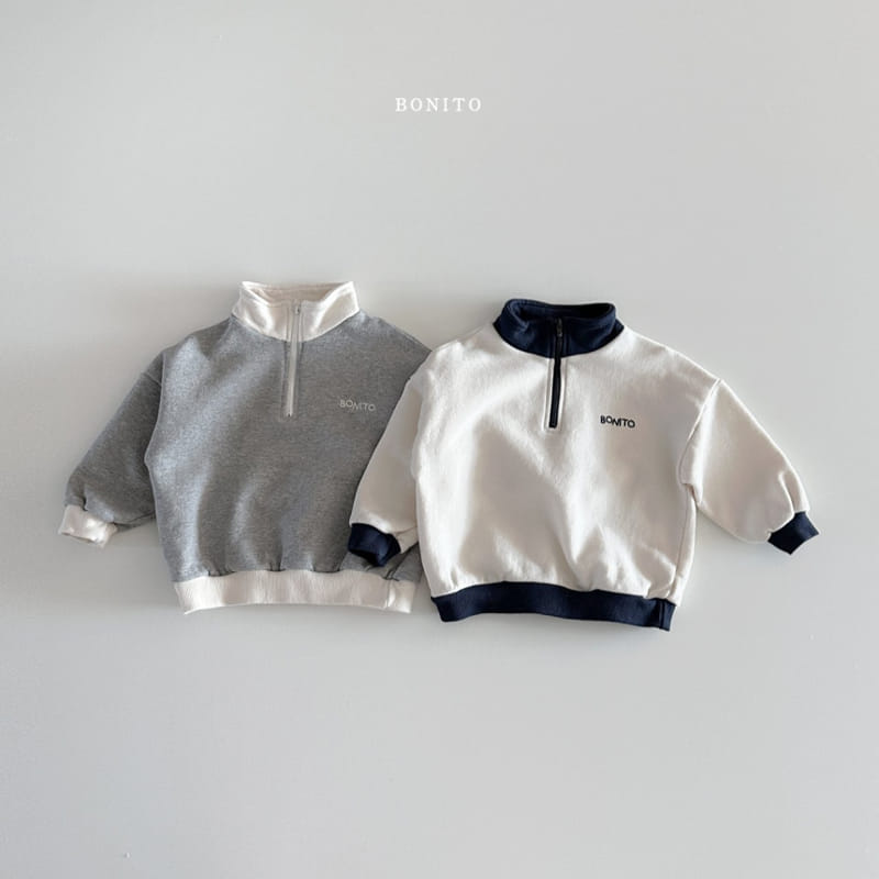 Bonito - Korean Baby Fashion - #babywear - Embroidery Color Half Zip Up