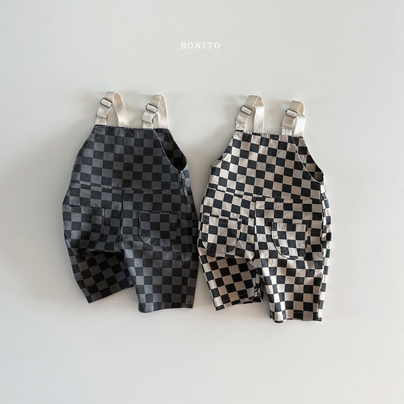 Bonito - Korean Baby Fashion - #smilingbaby - Tape Check Dumgarees