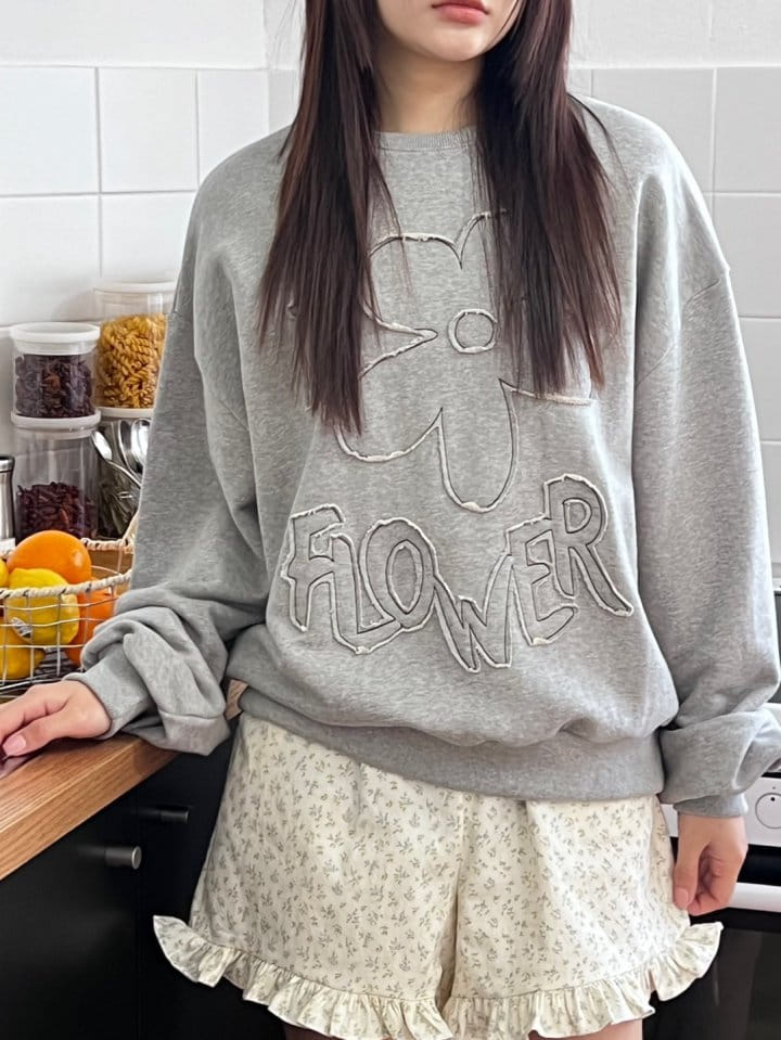 Bricklane - Korean Women Fashion - #momslook - Dekki Flower Sweatshirt - 8