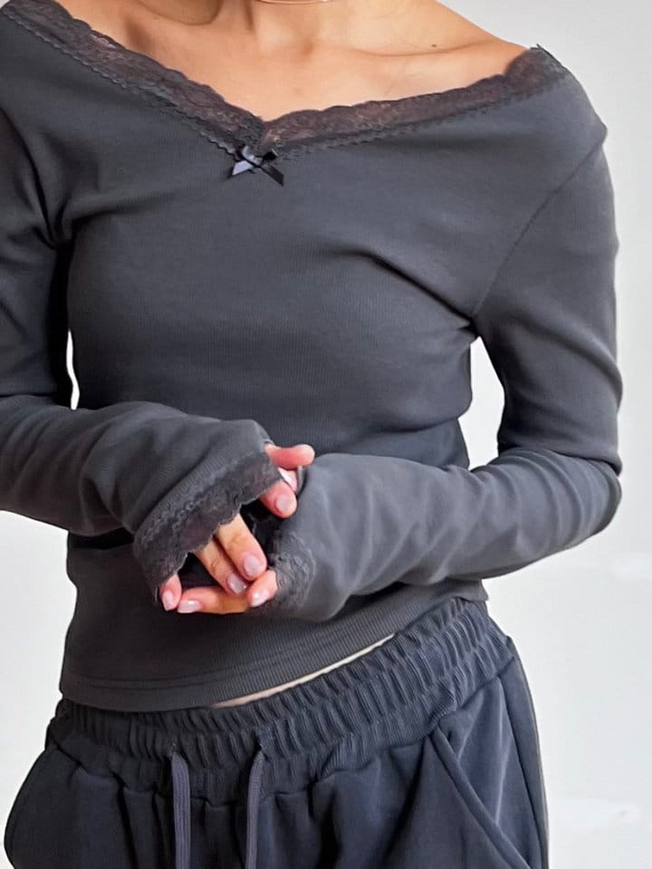 Bricklane - Korean Women Fashion - #womensfashion - Lace Warmer Tee - 5