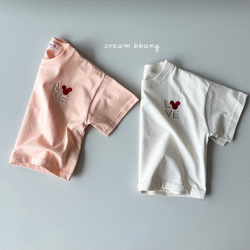 Cream Bbang - Korean Children Fashion - #childofig - Love Crop Embroidery Crop Tee - 2