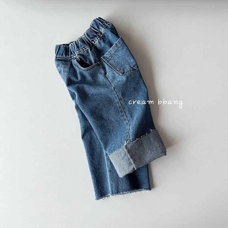 Cream Bbang - Korean Children Fashion - #childofig - Hem Cutting Wide Denim - 11