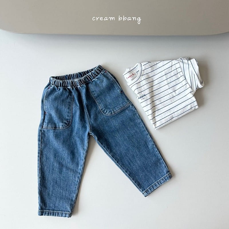 Cream Bbang - Korean Children Fashion - #childofig - Denim Slim Baggy - 9