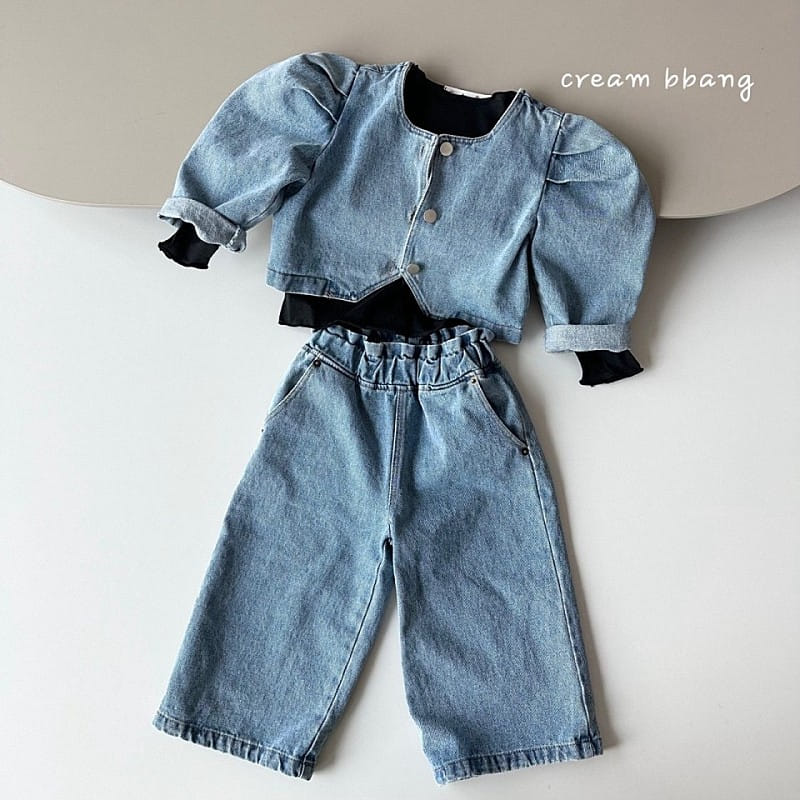 Cream Bbang - Korean Children Fashion - #fashionkids - Selling Wide Denim