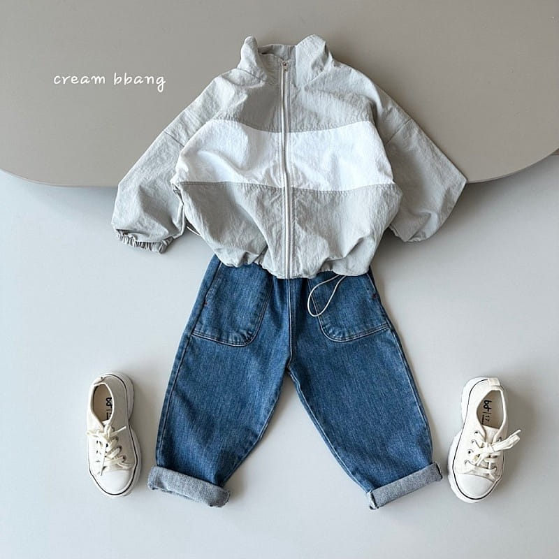 Cream Bbang - Korean Children Fashion - #kidzfashiontrend - Denim Slim Baggy - 2
