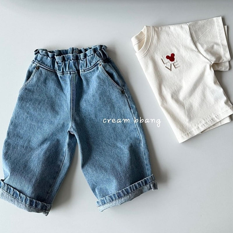 Cream Bbang - Korean Children Fashion - #kidsstore - Selling Wide Denim - 4