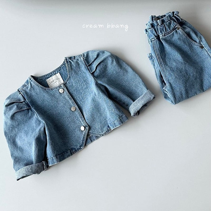 Cream Bbang - Korean Children Fashion - #magicofchildhood - Selling Crop Denim Jacket - 3