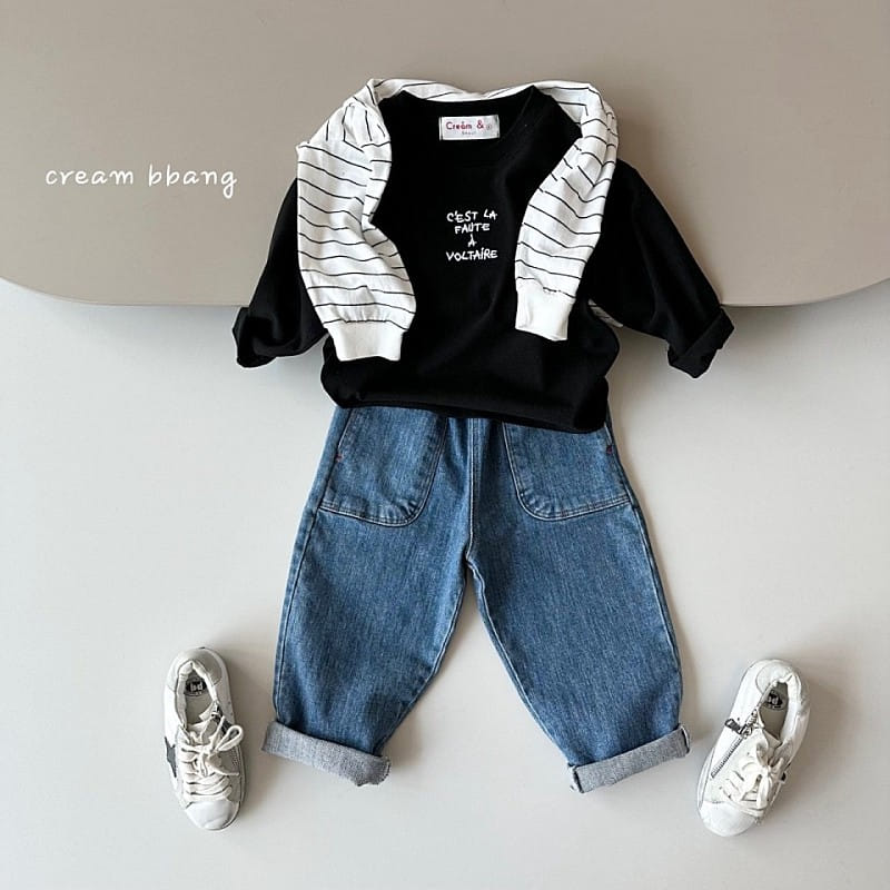 Cream Bbang - Korean Children Fashion - #magicofchildhood - Denim Slim Baggy - 5