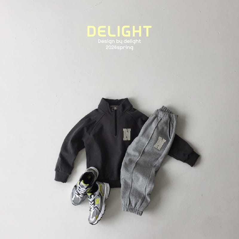 Delight - Korean Children Fashion - #kidsstore - N Embroidery Half Zip Up - 11