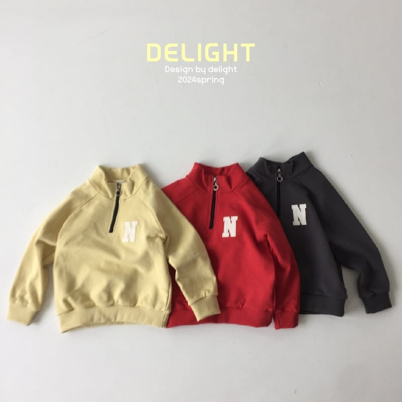 Delight - Korean Children Fashion - #todddlerfashion - N Embroidery Half Zip Up - 2