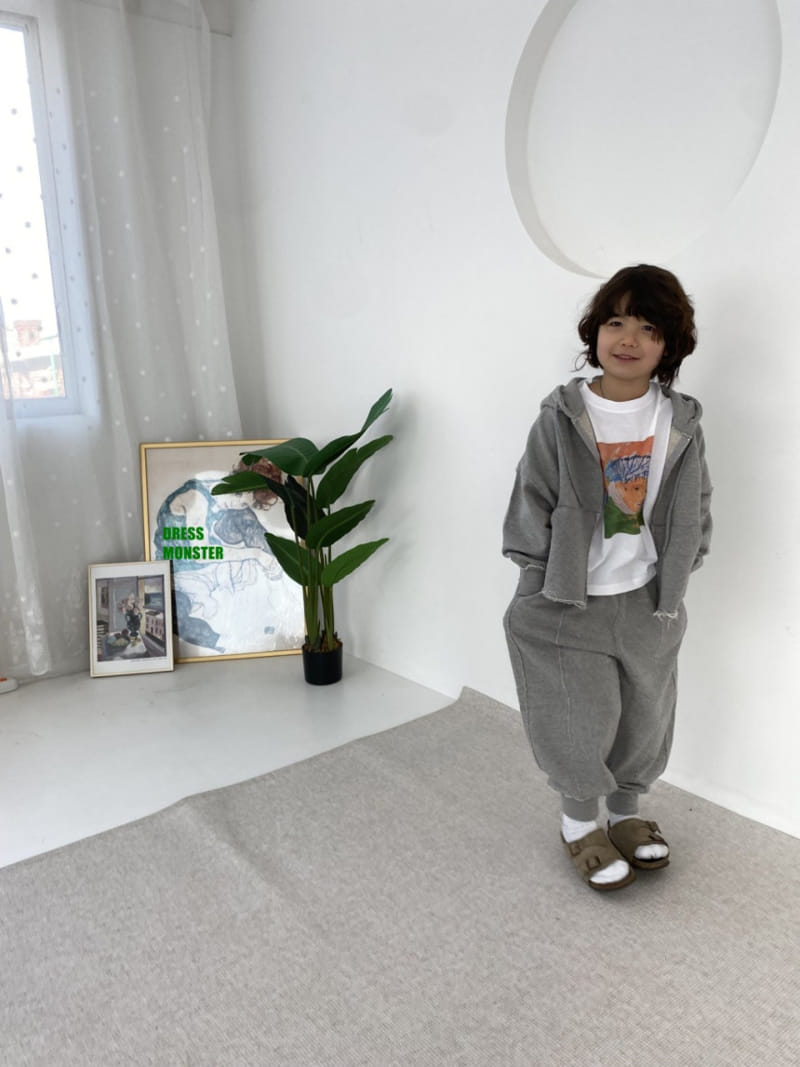 Dress Monster - Korean Children Fashion - #minifashionista - Cutting Zip Up Top Bottom Set - 6