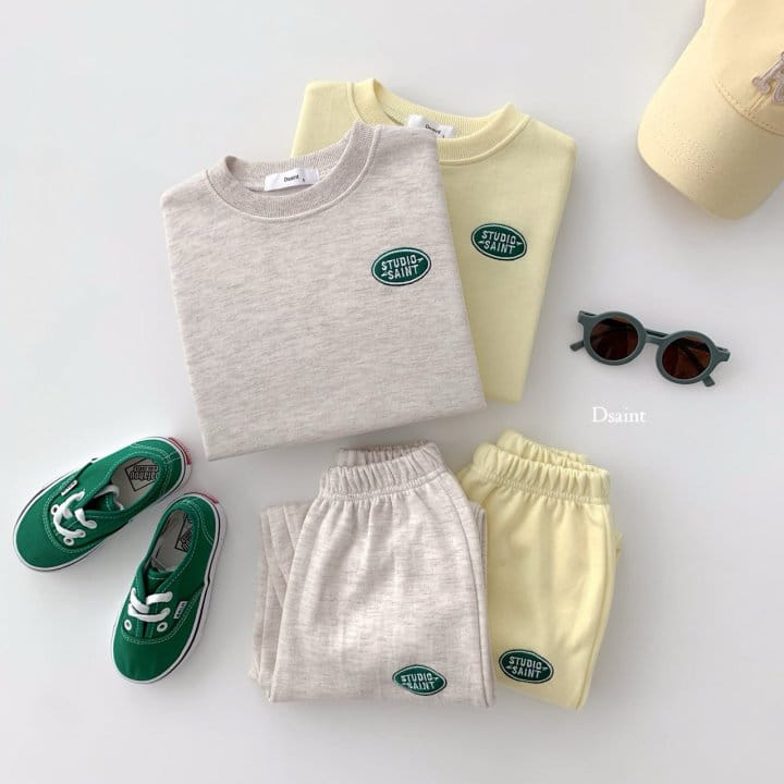 Dsaint - Korean Children Fashion - #kidsshorts - Circle Stu Embroidery Top Bottom Set - 2