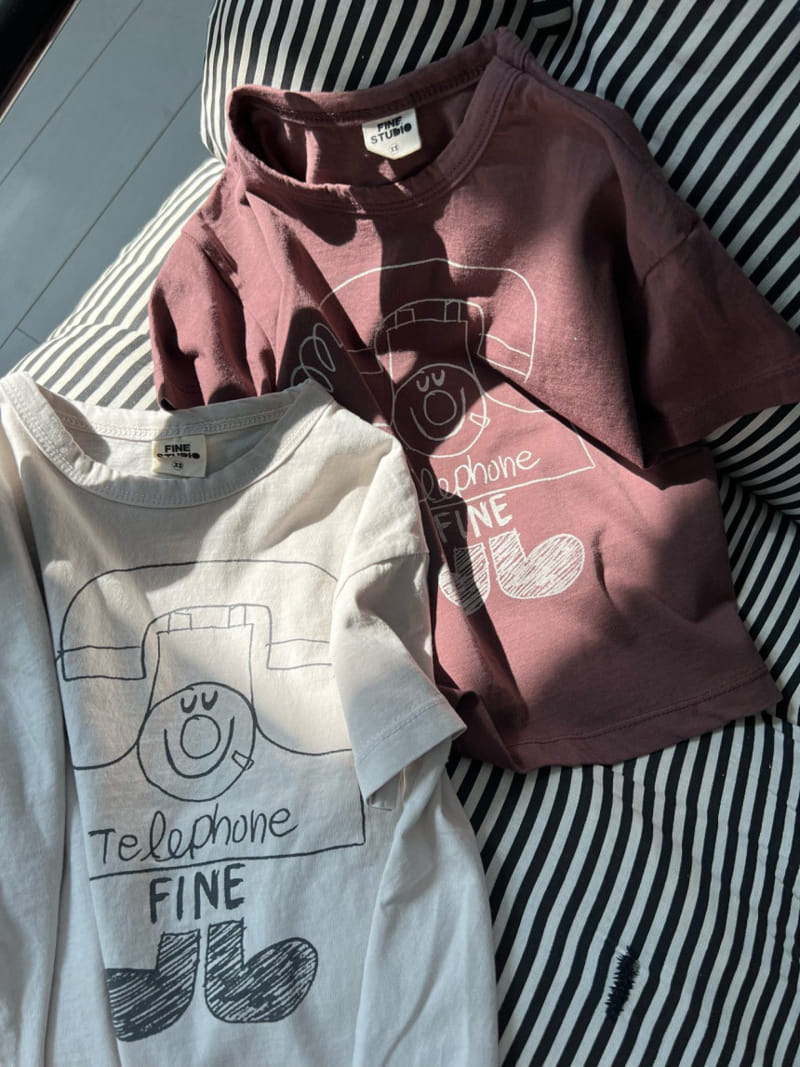 Fine-Studio - Korean Children Fashion - #designkidswear - Telephone Short Sleeve Tee - 2