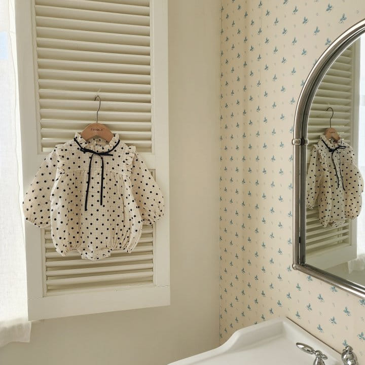 From J - Korean Baby Fashion - #babyfever - Ribbon Dot Body Suit - 2
