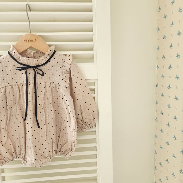 From J - Korean Baby Fashion - #babyoninstagram - Ribbon Dot Body Suit - 5