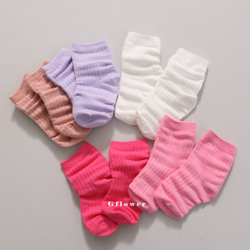 G Flower - Korean Children Fashion - #kidsstore - Girl Rib Socks Set - 6
