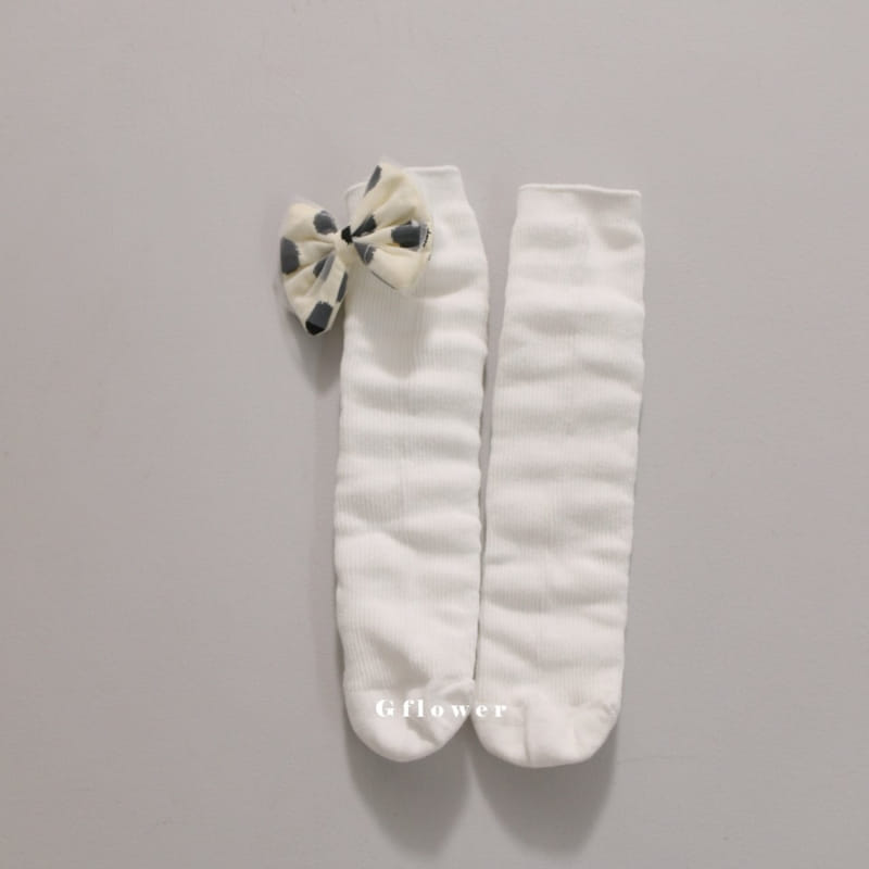 G Flower - Korean Children Fashion - #kidzfashiontrend - Dot Big Ribbon Knee Socks - 8