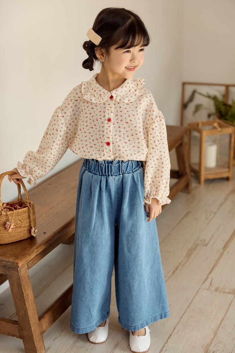 Ggomare - Korean Children Fashion - #childofig - Denim Wide Pants - 2