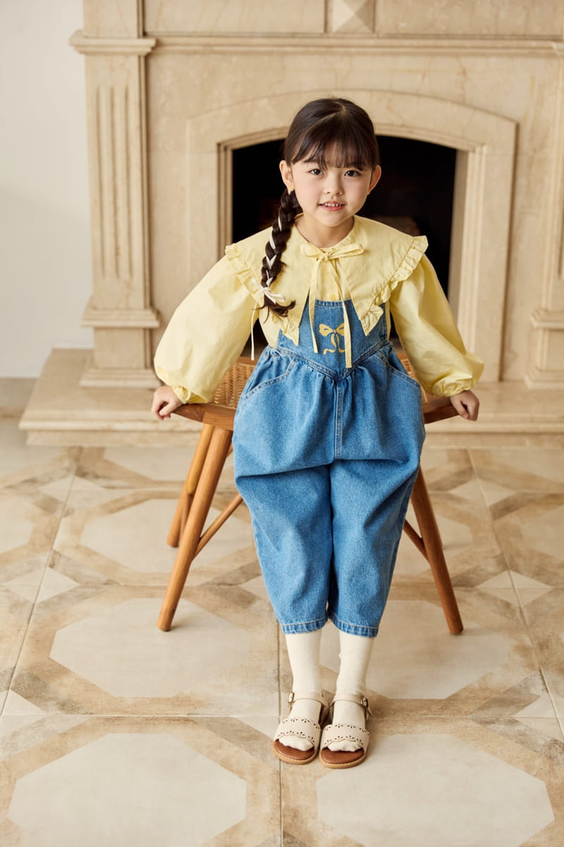 Ggomare - Korean Children Fashion - #fashionkids - Ribbon Dungarees Jumpsuit - 8