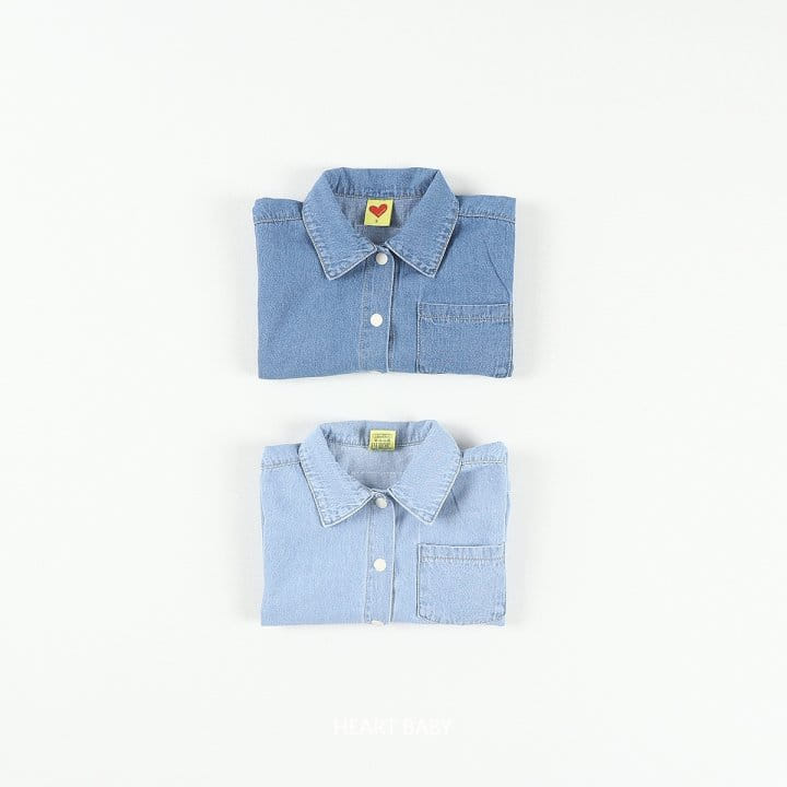 Heart Baby - Korean Children Fashion - #kidsshorts - Washing Denim Shirt - 8