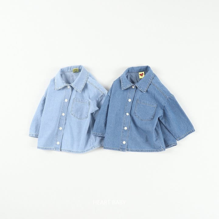 Heart Baby - Korean Children Fashion - #prettylittlegirls - Washing Denim Shirt