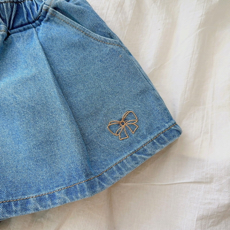 J-Room - Korean Children Fashion - #littlefashionista - Wrinkle Denim Skirt Pants - 4