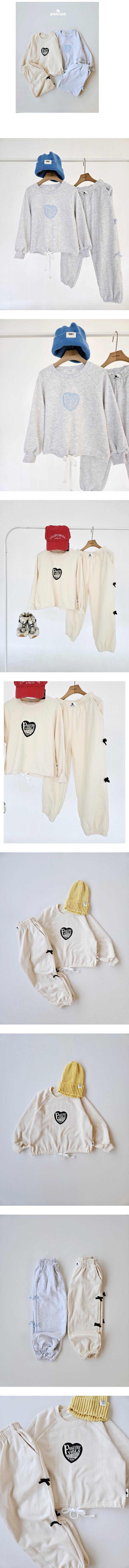 Jermaine - Korean Children Fashion - #fashionkids - Heart Ribbon Top Bottom Set - 2