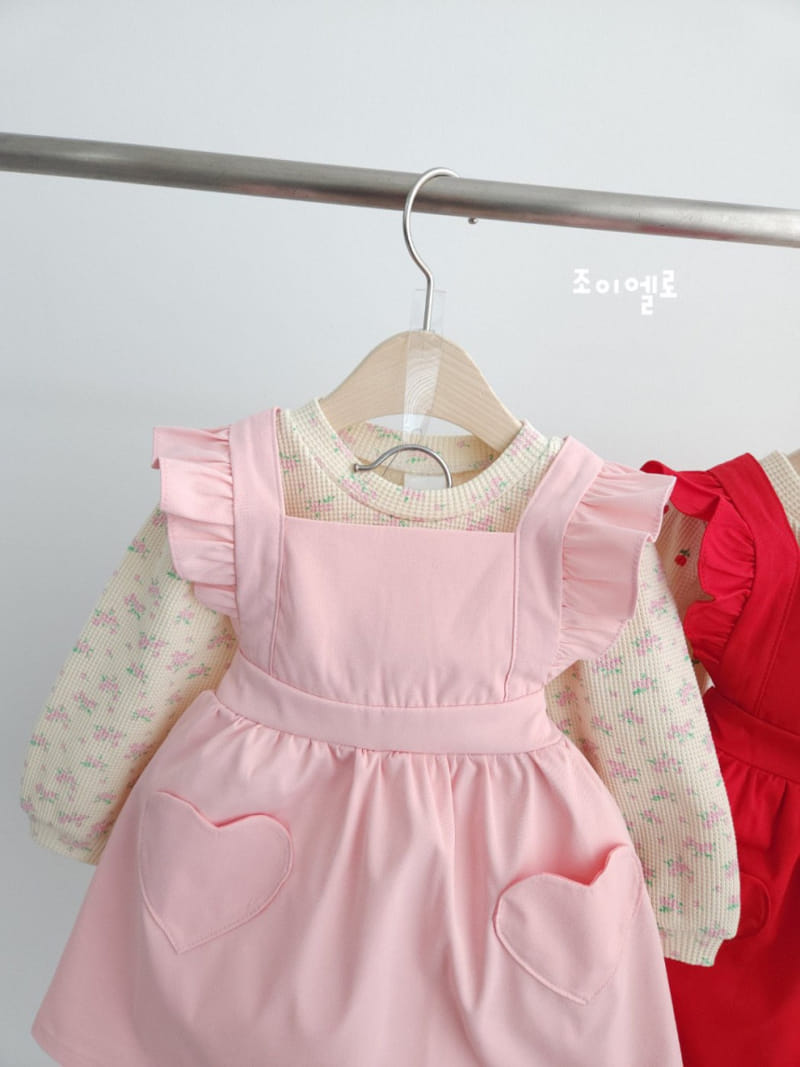 Joyello - Korean Children Fashion - #littlefashionista - Heart Apron One-Piece - 4