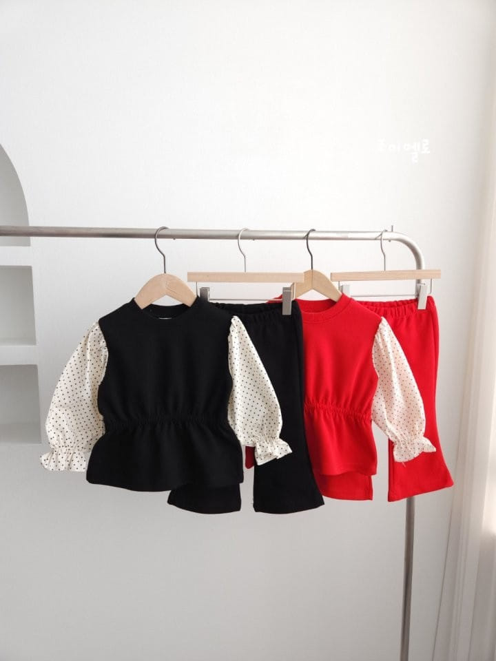 Joyello - Korean Children Fashion - #todddlerfashion - Dot Wide Top BottomSet - 2
