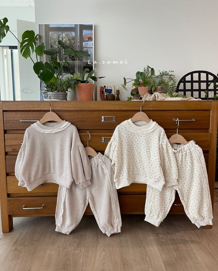 La Camel - Korean Children Fashion - #todddlerfashion - Waffle Top Bottom Set