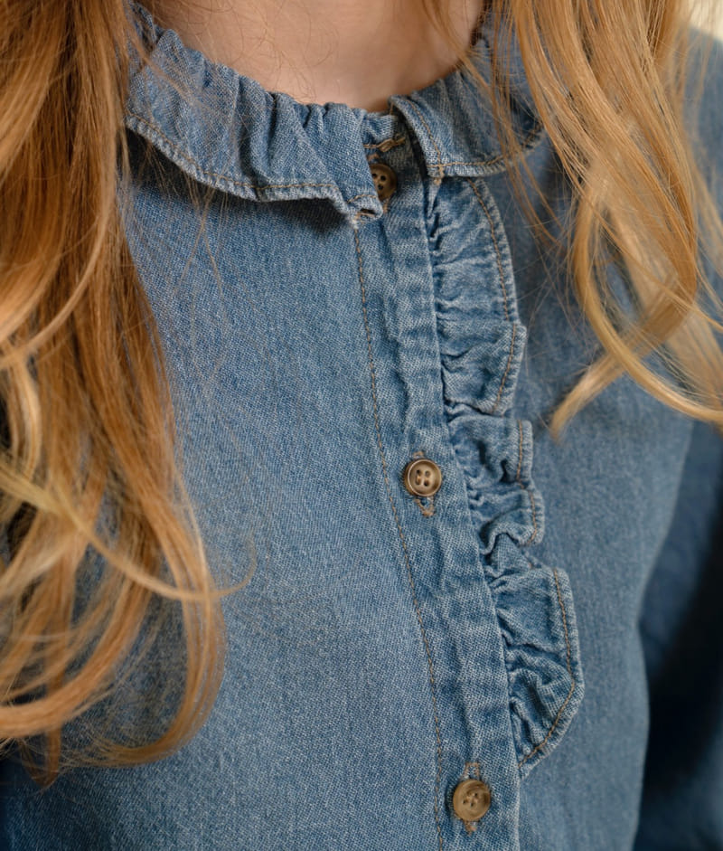 Le Bev - Korean Children Fashion - #magicofchildhood - Denim Frill Shirt - 2