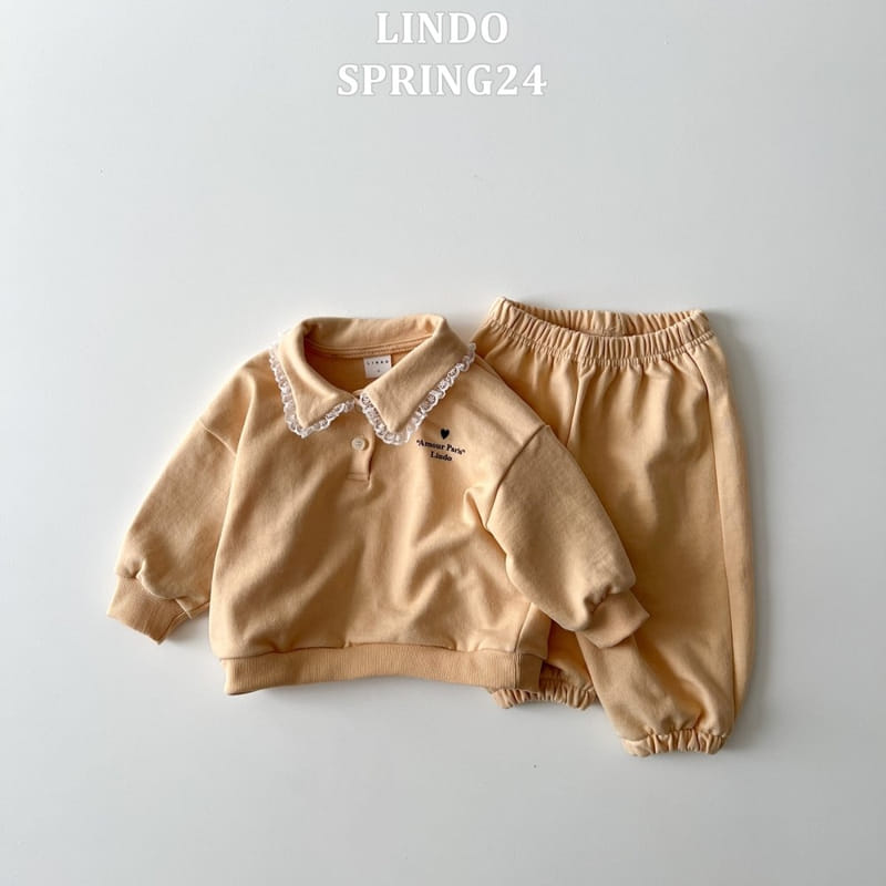 Lindo - Korean Children Fashion - #childofig - Mellow Collar Top Bottom Set - 3