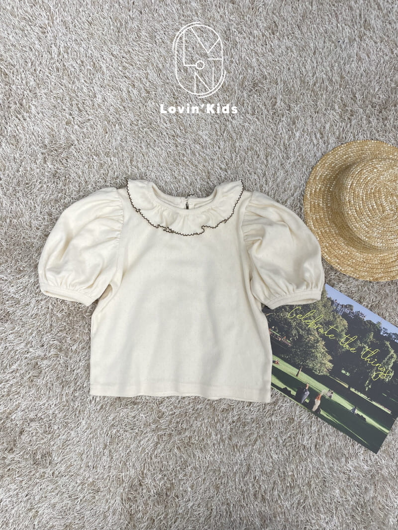 Lovin - Korean Children Fashion - #discoveringself - Puff Embroidery Tee - 2