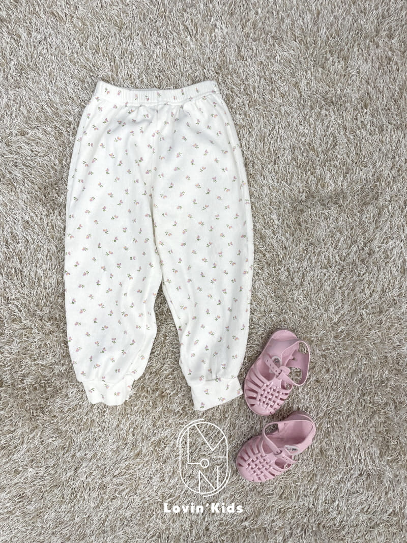 Lovin - Korean Children Fashion - #minifashionista - Flower Jogger Pants - 2