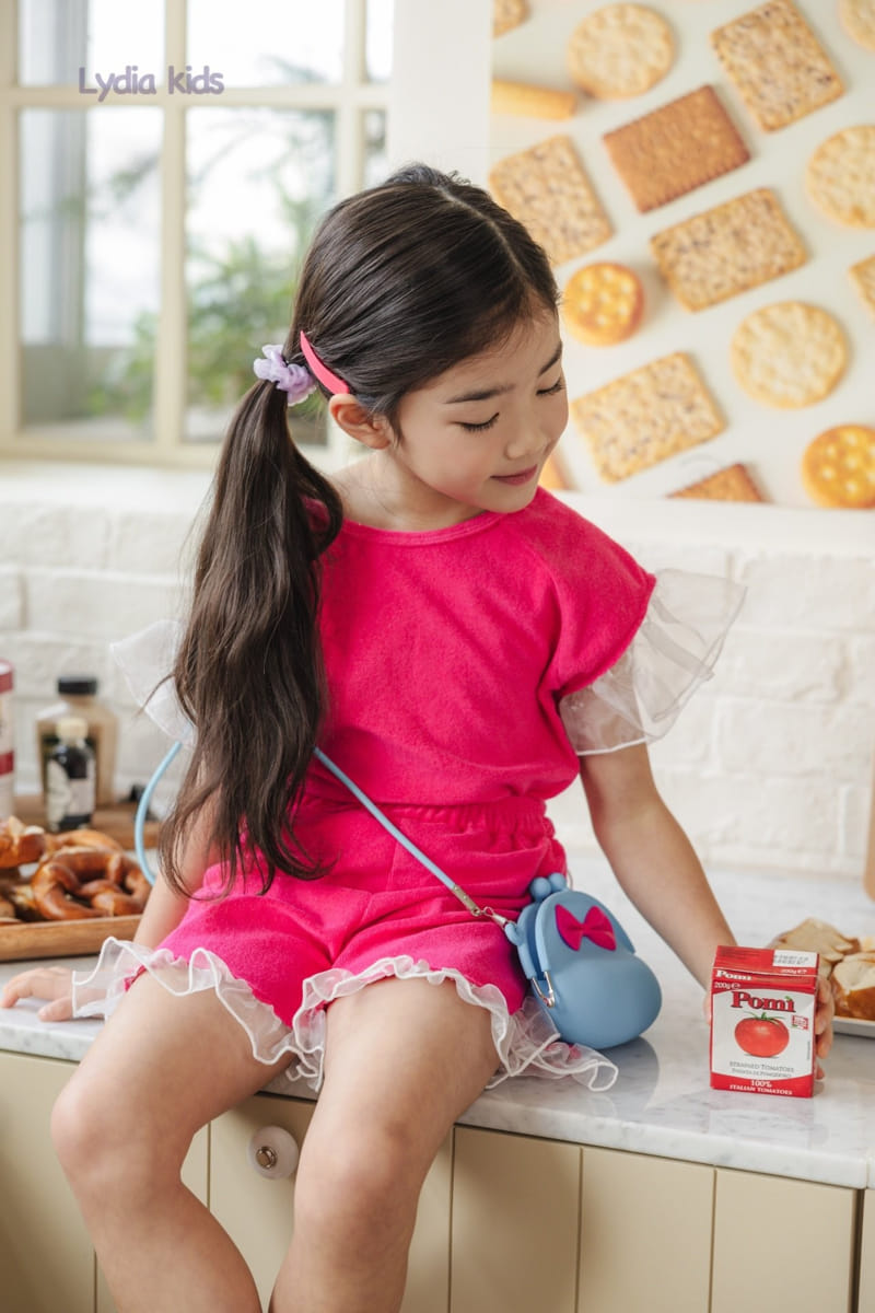 Lydia - Korean Children Fashion - #fashionkids - Terry Shine Frill Top Bottom Set
