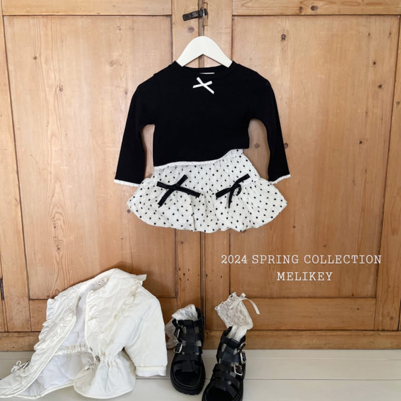 Melikey - Korean Children Fashion - #todddlerfashion - Eyelet Ribbon Tee - 9
