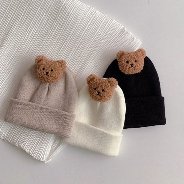 Miso - Korean Baby Fashion - #babygirlfashion - Bear Basic Beanie