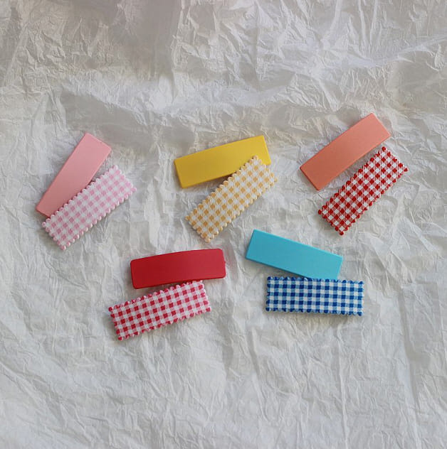 Miso - Korean Children Fashion - #minifashionista - Check Square Tick Pin Set