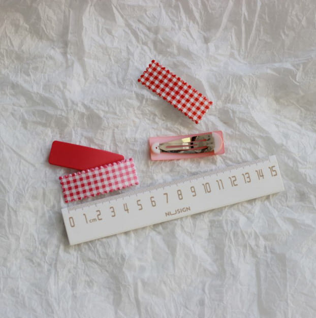 Miso - Korean Children Fashion - #prettylittlegirls - Check Square Tick Pin Set - 2