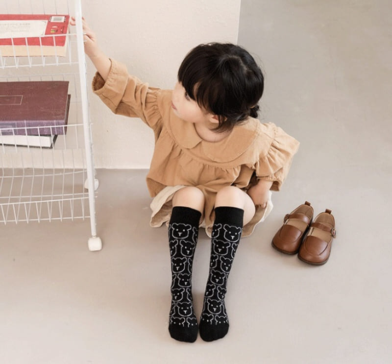 Miso - Korean Children Fashion - #todddlerfashion - Bear Flower Half Tights - 6