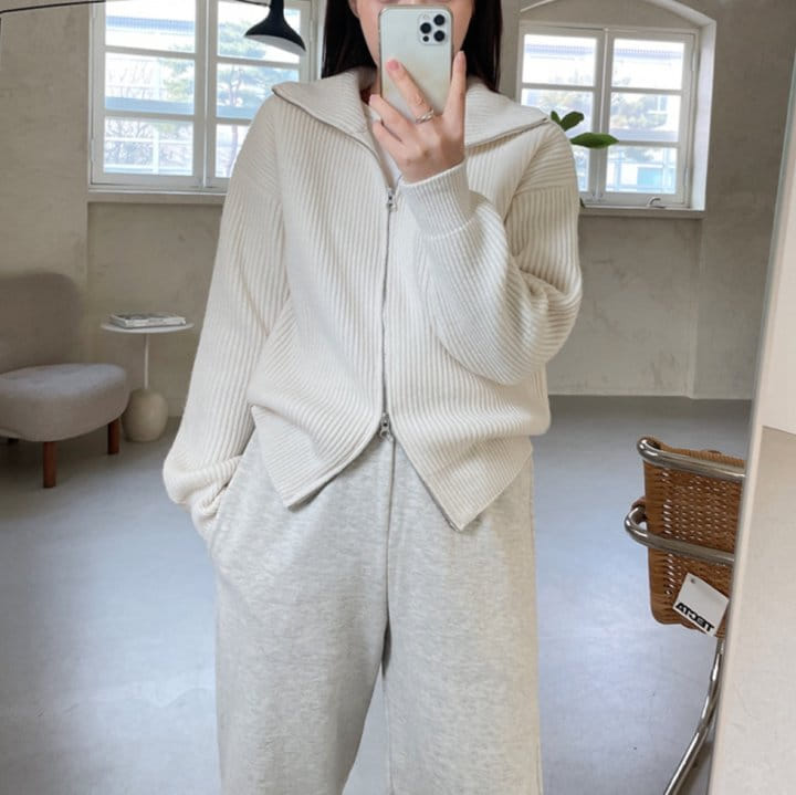 Moani - Korean Women Fashion - #momslook - Cœur Collar Zip-up Cardigan - 9