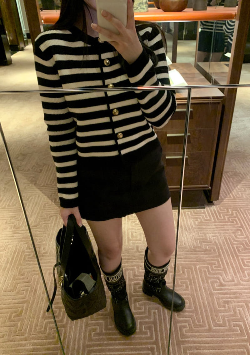 Moani - Korean Women Fashion - #momslook - French Stripe Knit Cardigan - 7