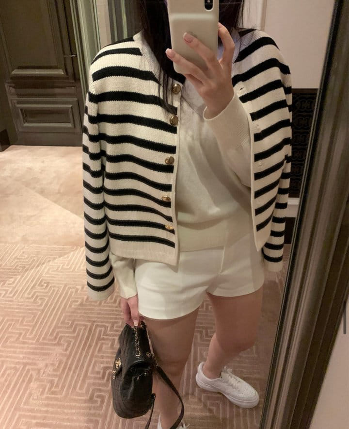 Moani - Korean Women Fashion - #pursuepretty - French Stripe Knit Cardigan