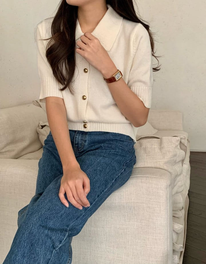 Moani - Korean Women Fashion - #restrostyle - Collar Button Heve Cardigan   - 6