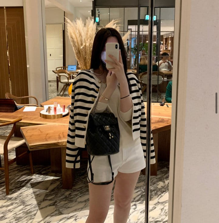 Moani - Korean Women Fashion - #restrostyle - French Stripe Knit Cardigan - 2