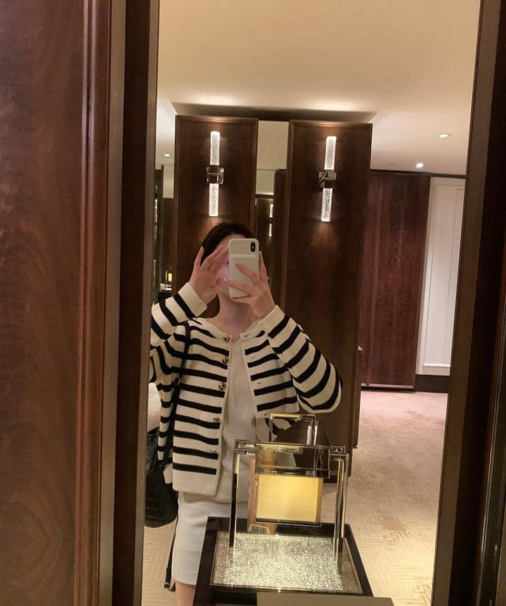 Moani - Korean Women Fashion - #romanticstyle - French Stripe Knit Cardigan - 3