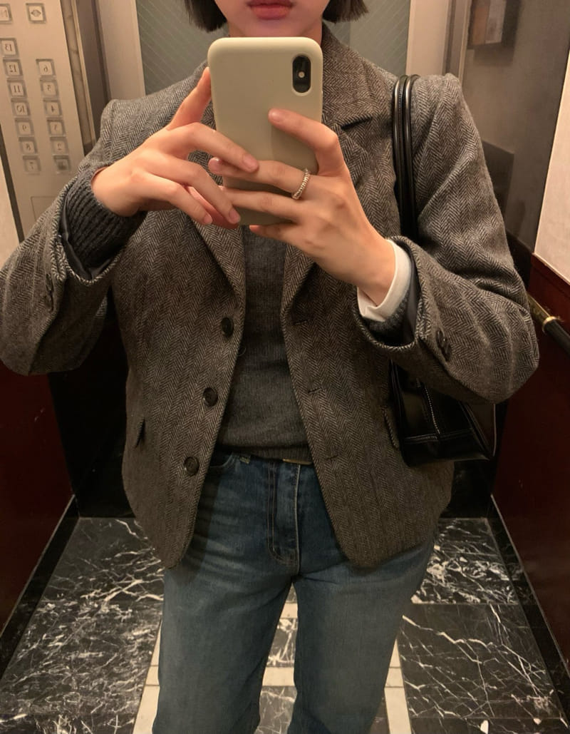 Moani - Korean Women Fashion - #thatsdarling - Herringbone W 3 Button Jacket - 4