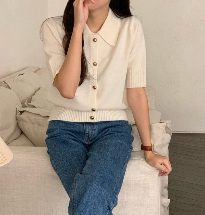 Moani - Korean Women Fashion - #vintageinspired - Collar Button Heve Cardigan   - 4