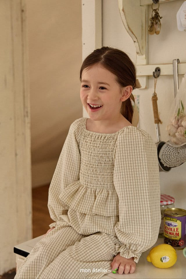 Mon Atelier - Korean Children Fashion - #kidsshorts - Check Top Bottom Set - 6