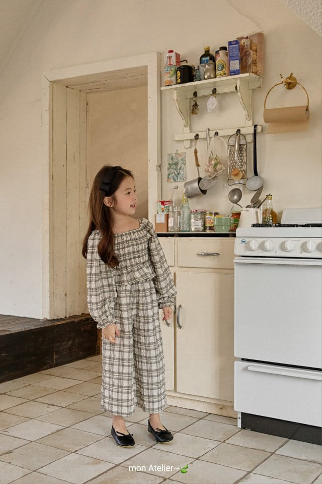 Mon Atelier - Korean Children Fashion - #littlefashionista - Check Top Bottom Set - 10